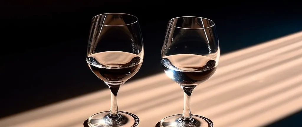 deux verres d’eau, planche en bois. Abstinence d’alcool.