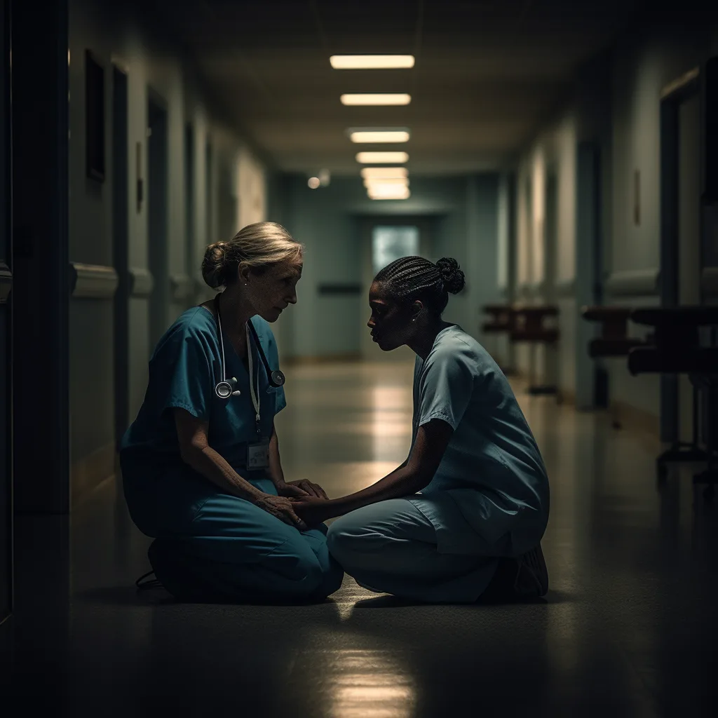 Infirmière rassure patiente