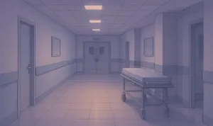 Un couloir d'hôpital, la nuit.